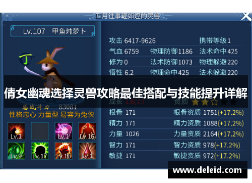 倩女幽魂选择灵兽攻略最佳搭配与技能提升详解